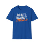 Blue t-shirt with 'Daddy's Favorite Son' text on a white background